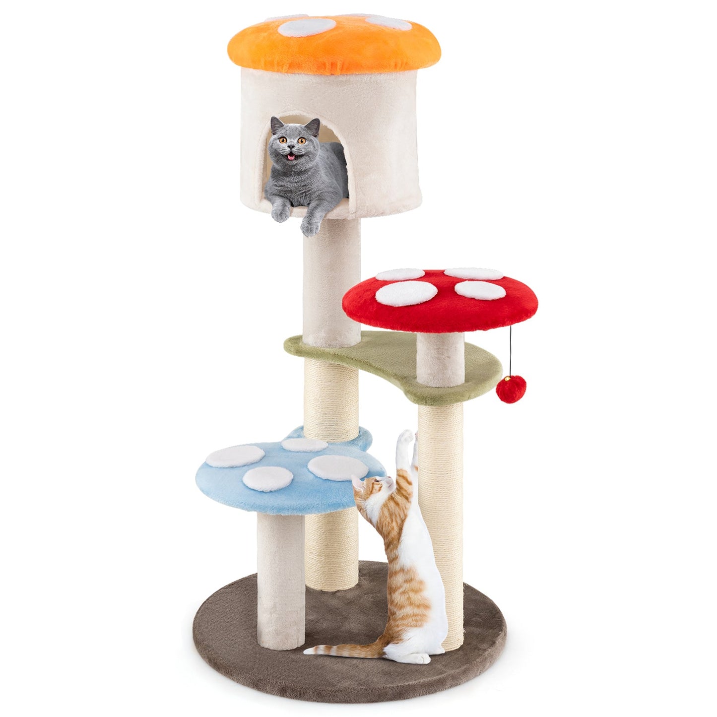 Árbol para Gatos en Forma de Hongo con Postes de Rascado de Sisal
