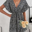 Cutout Ditsy Floral Surplice Flounce Sleeve Dress - Korvel