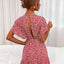Cutout Ditsy Floral Surplice Flounce Sleeve Dress - Korvel