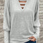 Cutout Round Neck Long Sleeve T-Shirt - Korvel