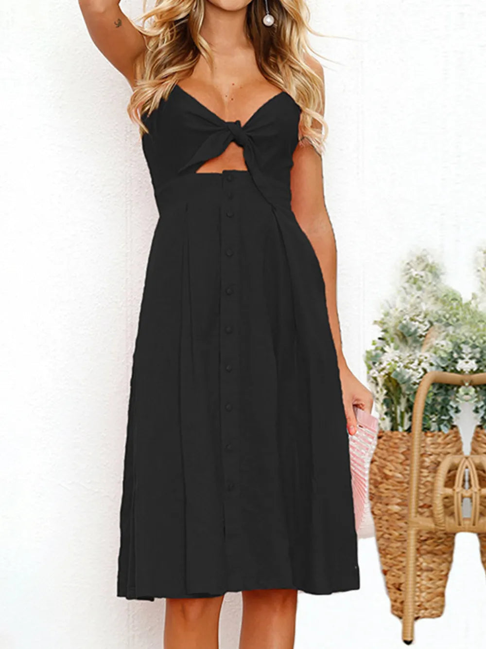 Cutout Smocked Sweetheart Neck Cami Dress - Korvel