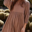 Cutout Textured Long Sleeve Mini Dress - Korvel