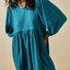 Cutout Textured Long Sleeve Mini Dress - Korvel