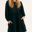 Cutout Textured Long Sleeve Mini Dress - Korvel