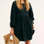 Cutout Textured Long Sleeve Mini Dress - Korvel
