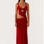 Hollow Stitch Irregular Solid Color Dress