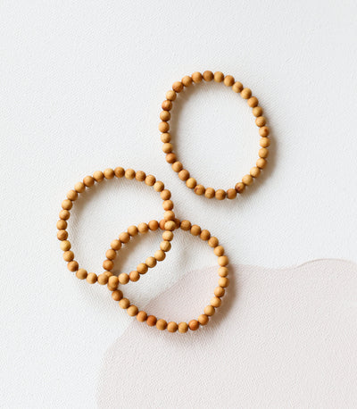 Cypress Wood Adult Beaded Stretch Bracelet