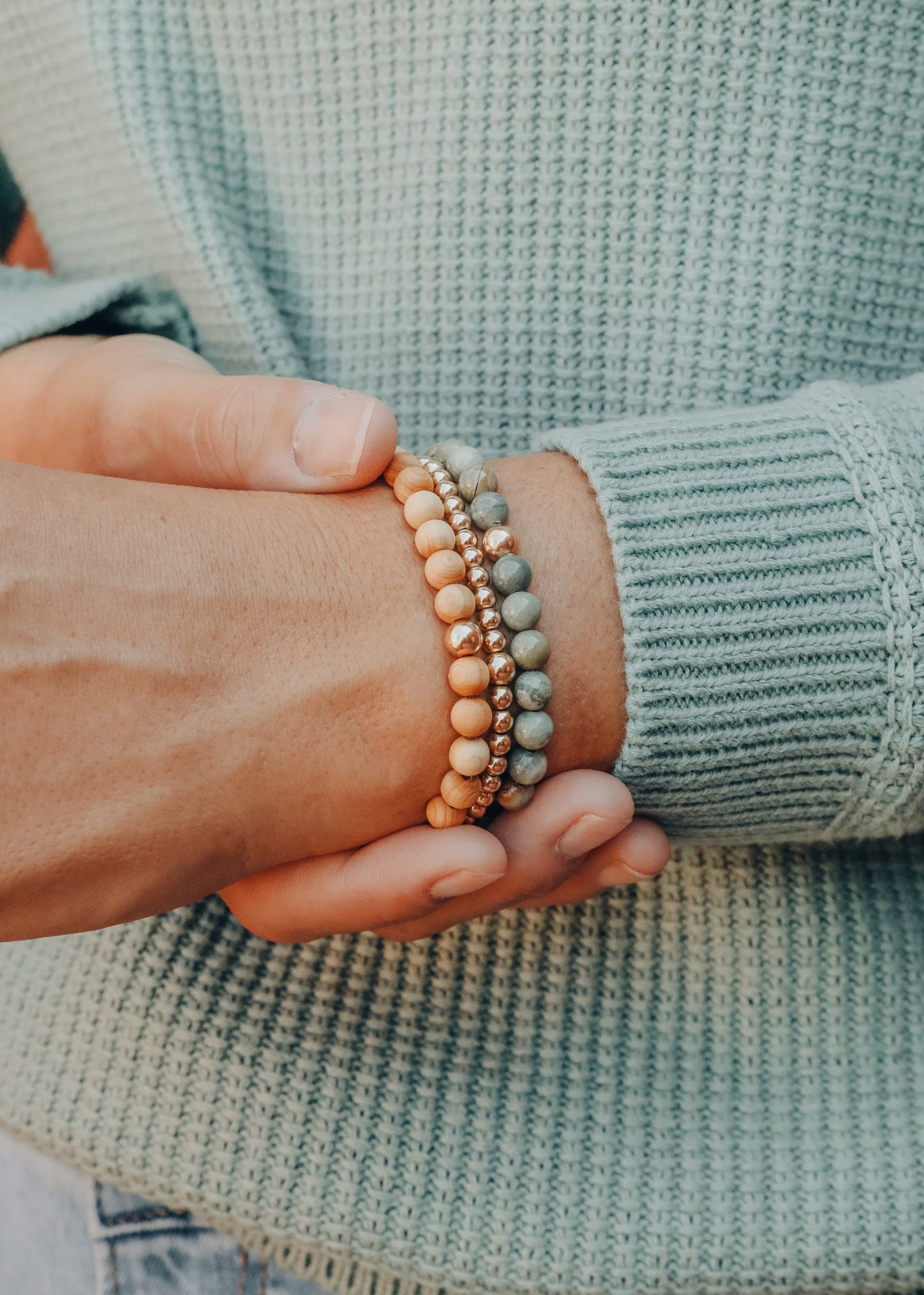Silver Leaf Jasper & 14k Gold Filled Bracelet