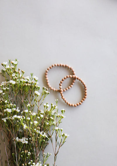 Cypress Wood Adult Beaded Stretch Bracelet