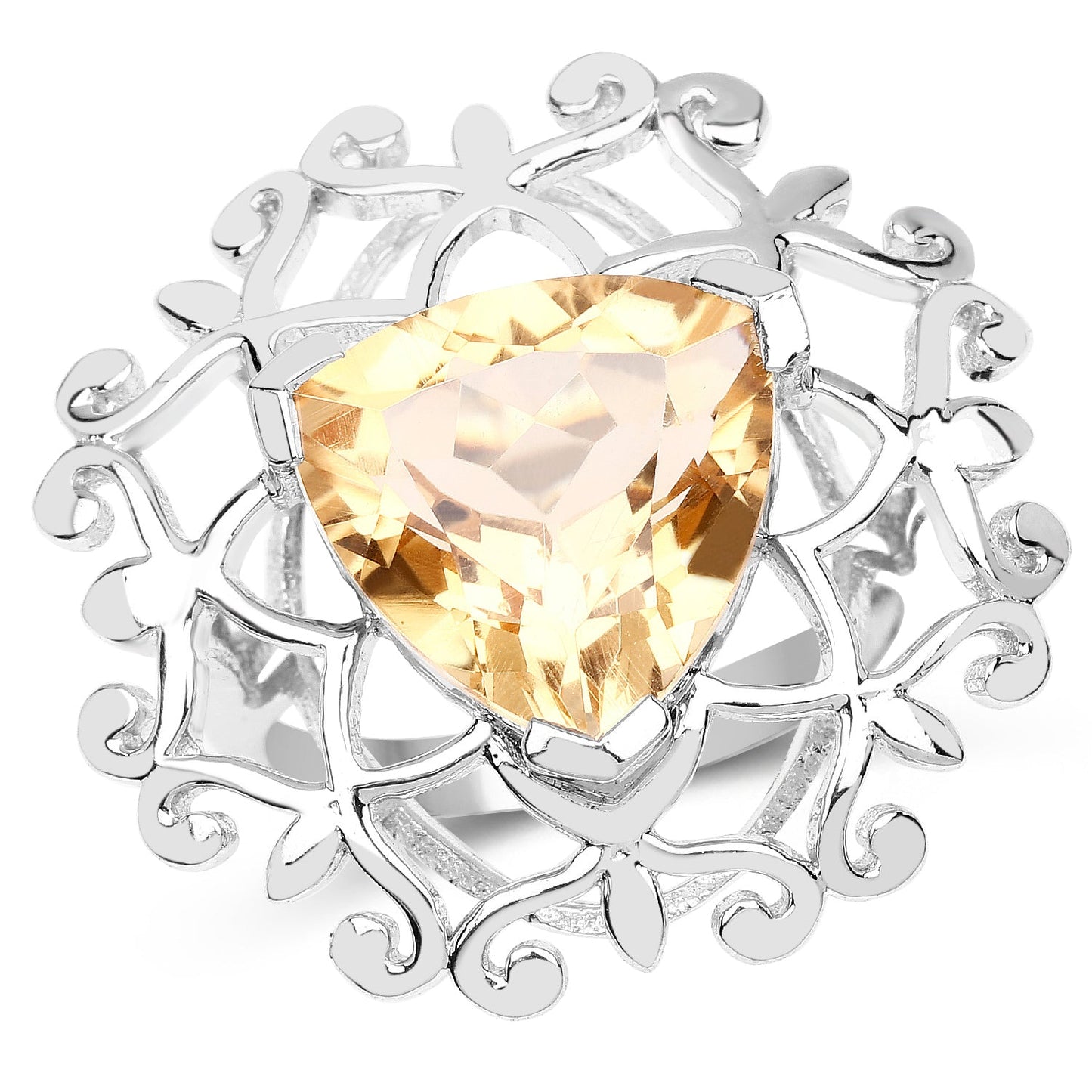 Anillo de Compromiso de Plata Esterlina con Citrino de 5.71 Quilates