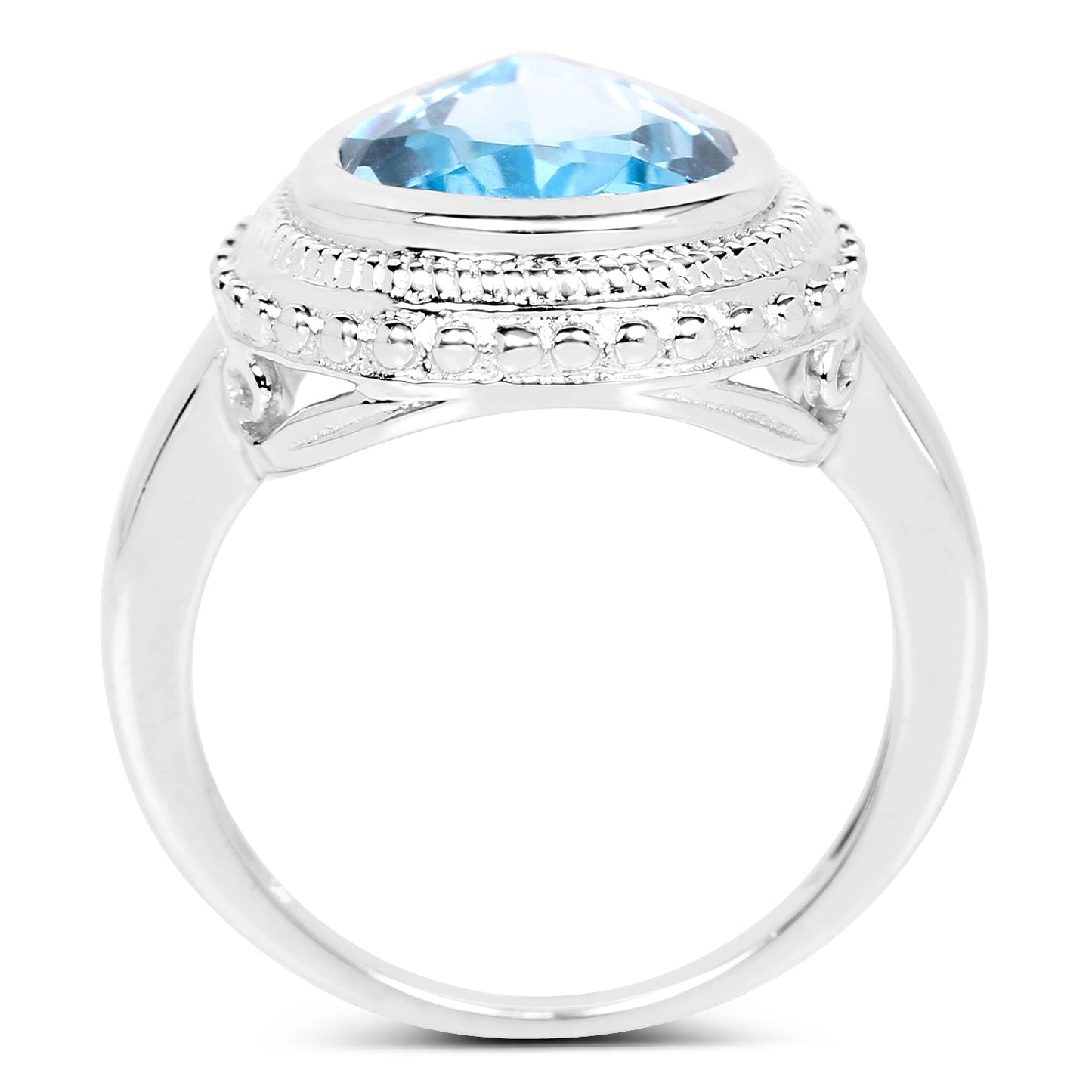 5.30 Carat Genuine Blue Topaz Sterling Silver Engagement Ring
