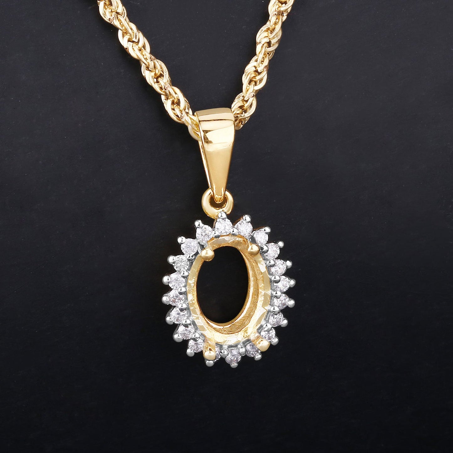 Colgante de Diamante Blanco Genuino de 0.13 Quilates en Oro Amarillo de 14K