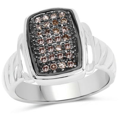 0.22 Carat Genuine Champagne Diamond Sterling Silver Ring