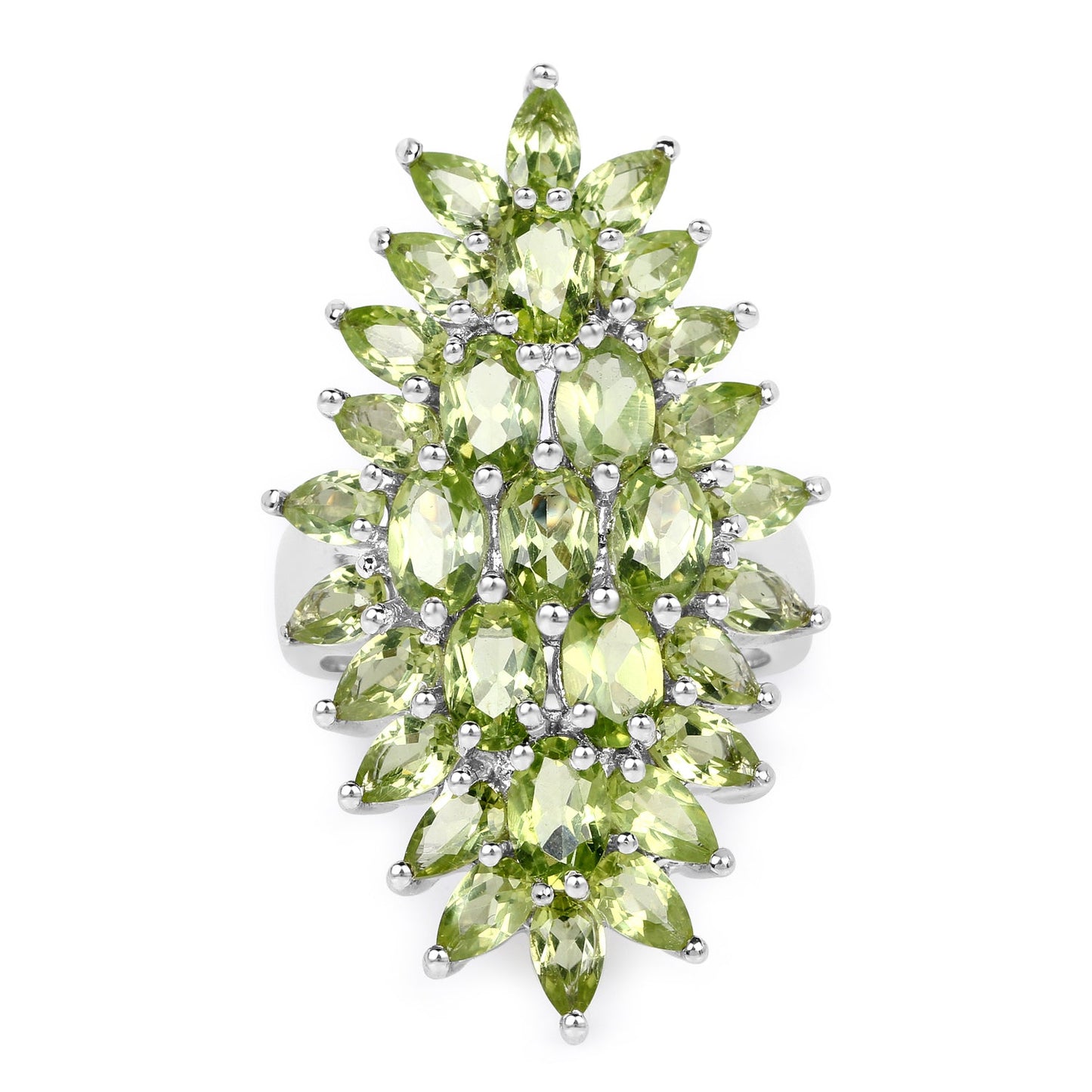 Anillo de Compromiso de Peridoto Genuino de 8.89 Quilates en Plata Esterlina .925