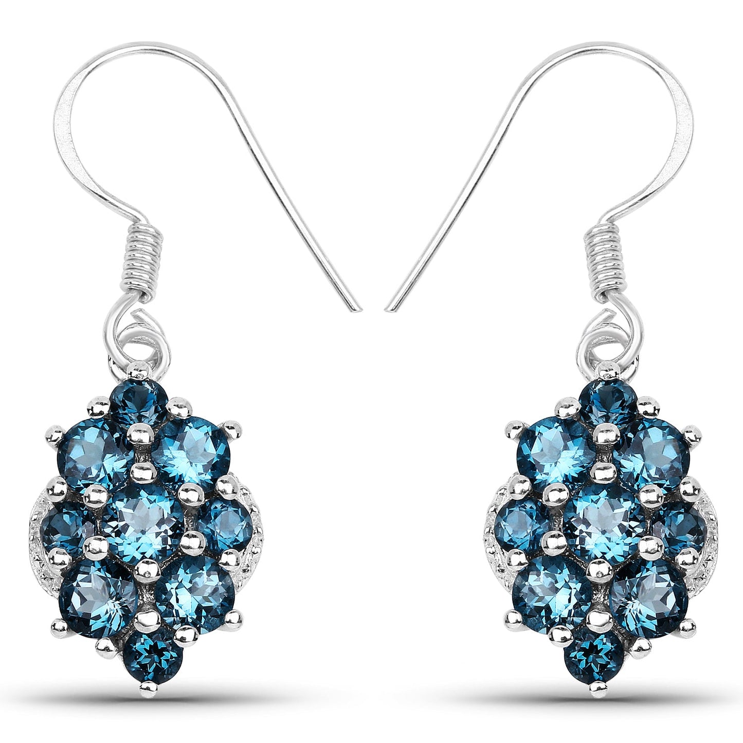 Pendientes de plata esterlina con topacio azul de Londres de 4.32 quilates