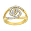 14K Yellow Gold Plated Sterling Silver Interlocking Loop Diamond Ring - Size 7