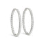 Pendientes de aro de diamante ovalados de doble cara en oro blanco de 14k