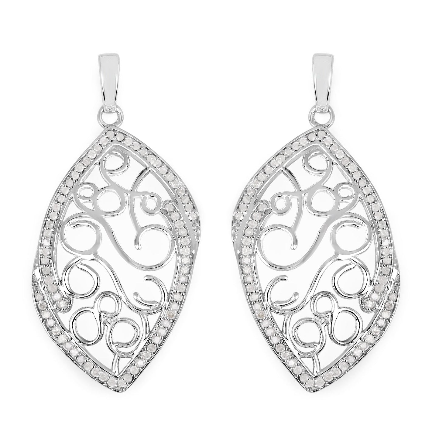0.73 Carat Genuine White Diamond Sterling Silver Earrings