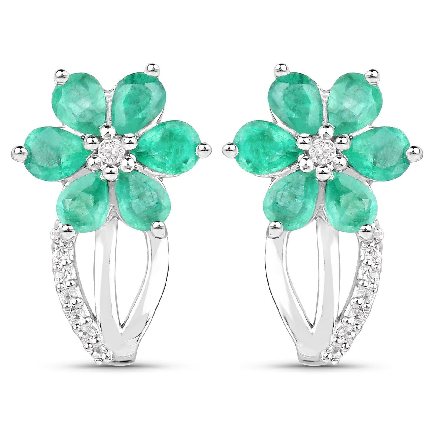 Ensemble de bijoux en émeraude véritable de 3,61 carats et topaze blanche
