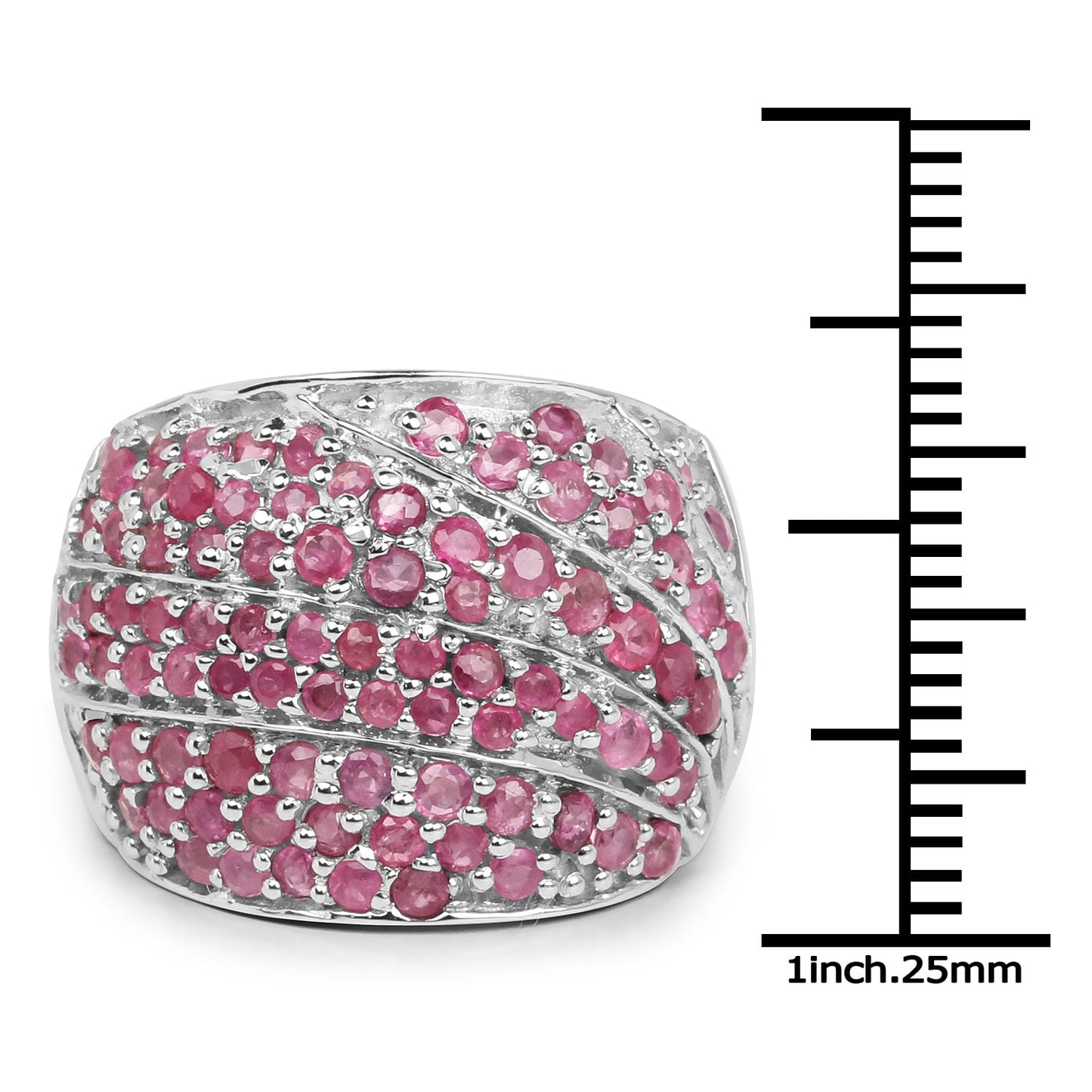 Bague en cluster en rubis véritable de 2,97 carats en argent sterling