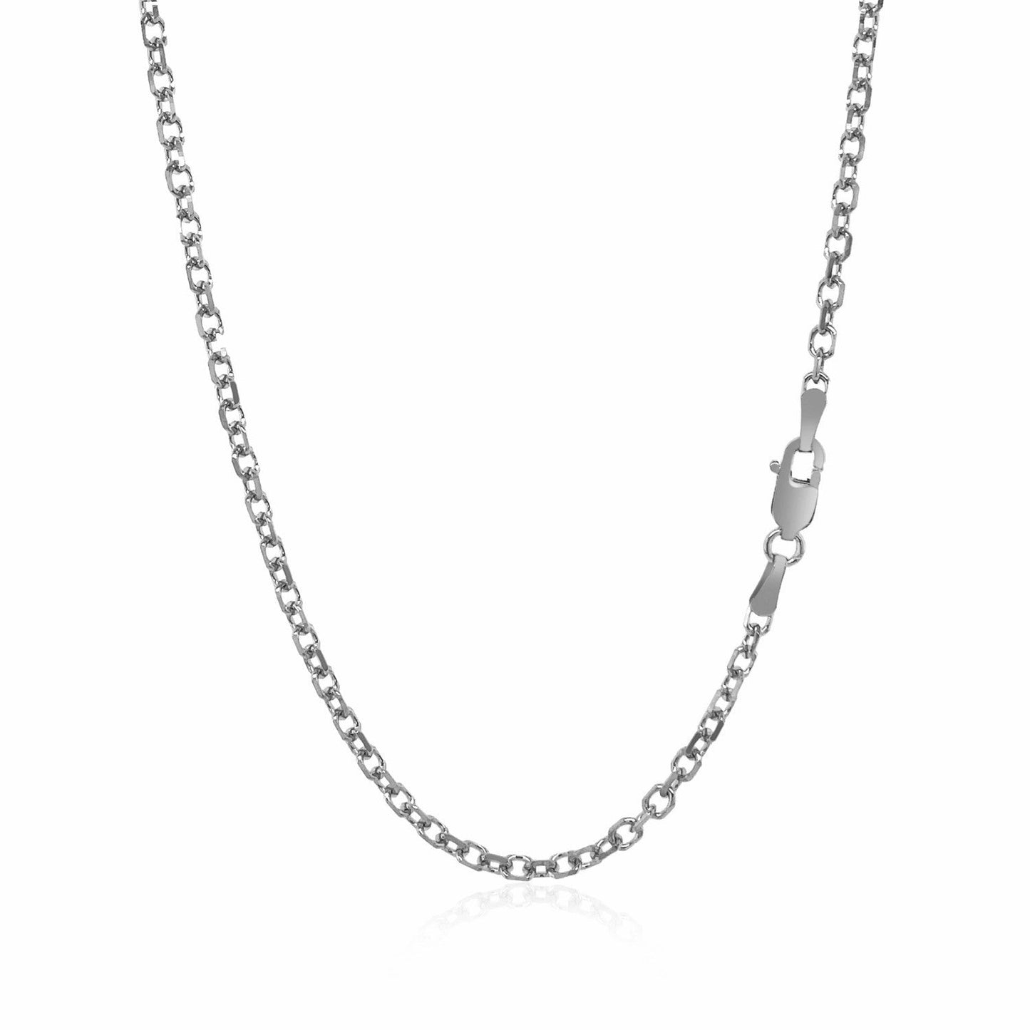 14k White Gold Diamond Cut Cable Link Chain - 2.3mm