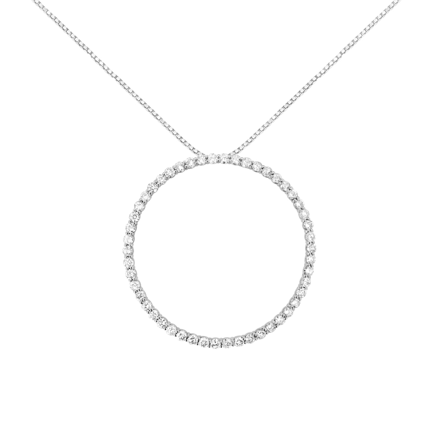 .925 Plata de Ley 4 cttw Collar con Colgante de Diamante en Forma de Círculo Abierto