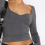 Long Sleeve Sweetheart Neck Crop T-Shirt