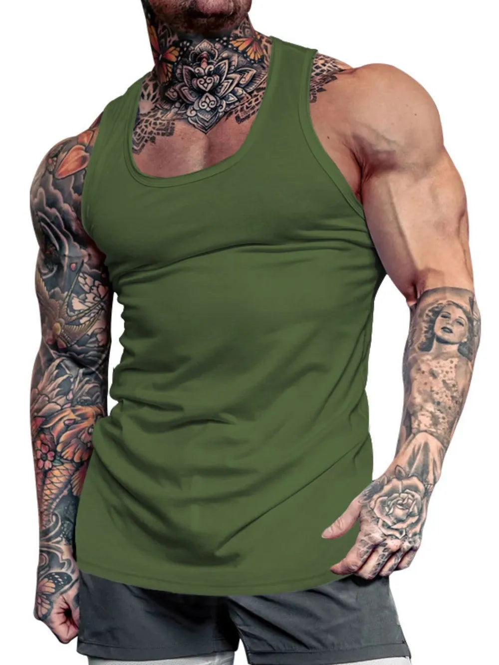 Men's Plus Size Round Neck Tank Top