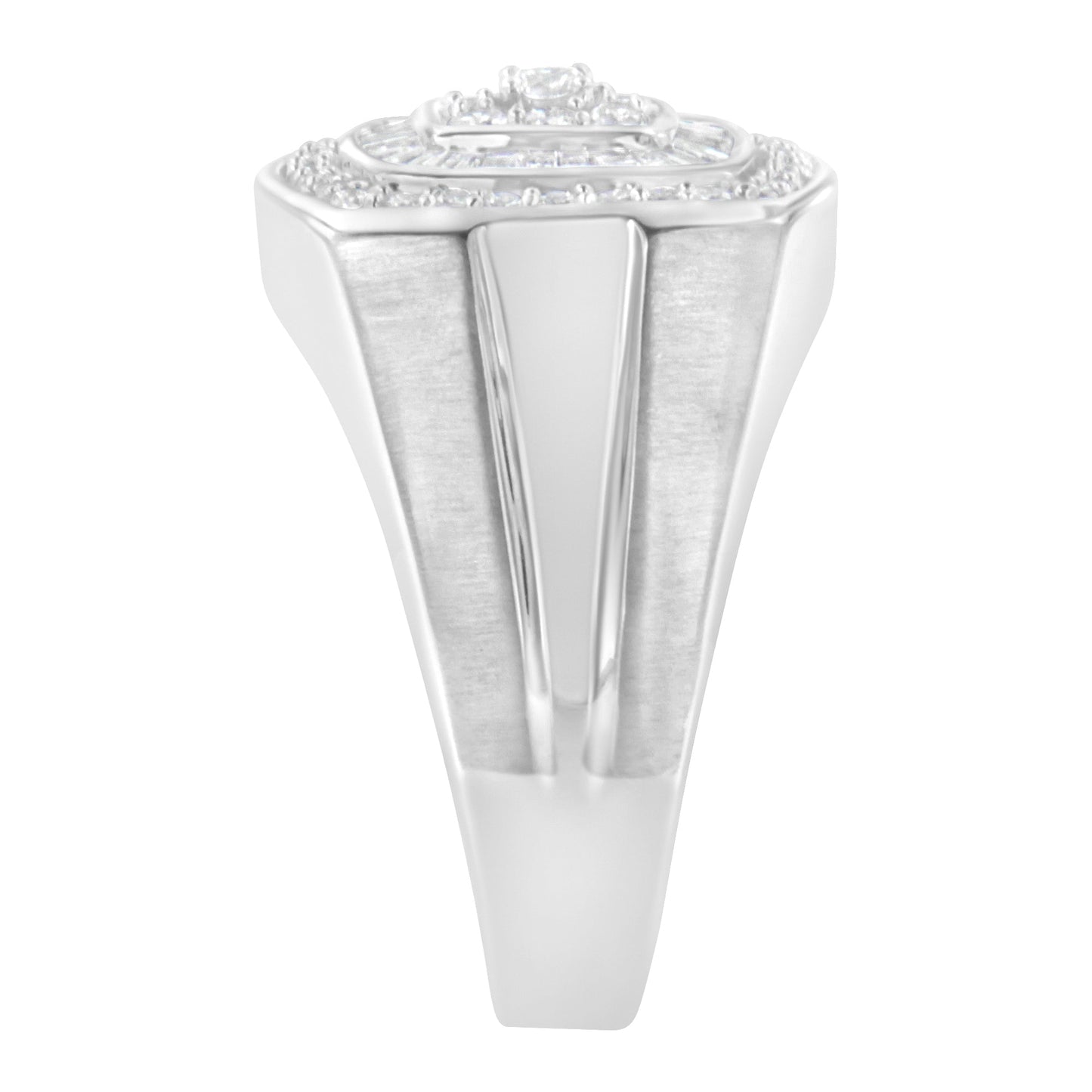 14K White Gold Men's Diamond Band Ring with 1 cttw Diamonds