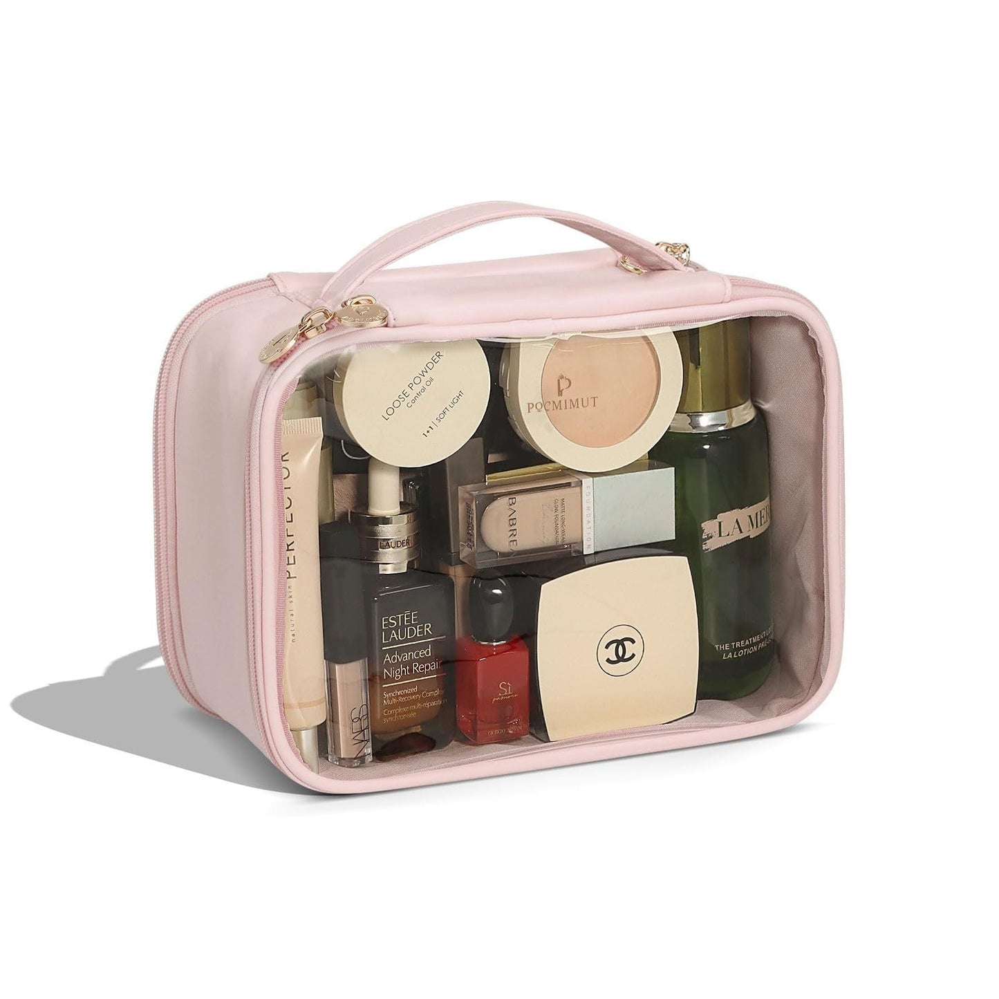 Premium Leather Transparent Cosmetic Bag for Travel