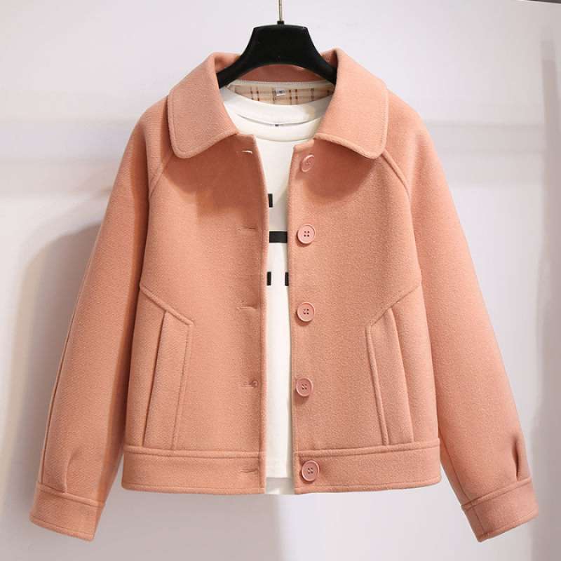 Manteau en laine court loose rétro pour femmes