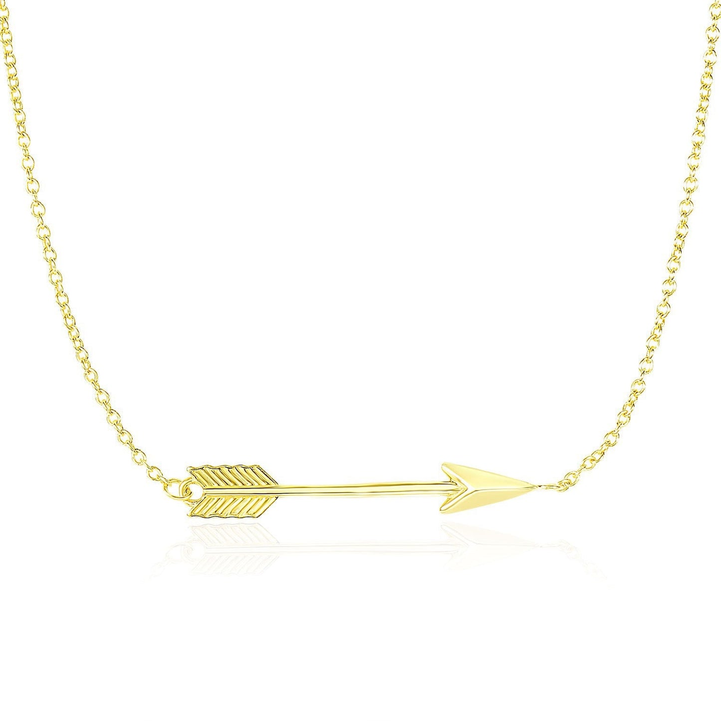 Collier en chaîne en or jaune 14 carats avec pendentif flèche horizontal