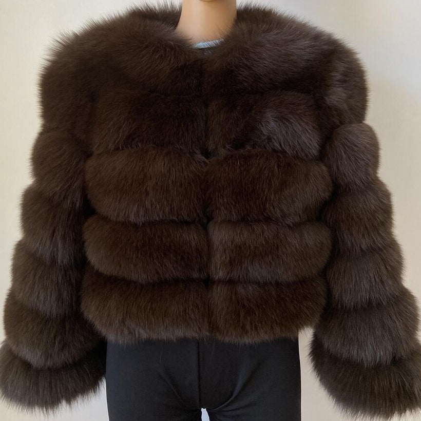 Elegant Faux Fur Patchwork Overcoat