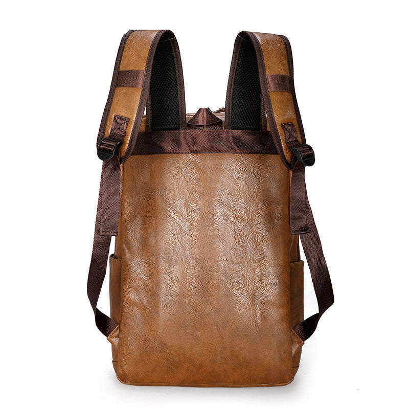 Korean Style PU Leather Backpack for Leisure Travel