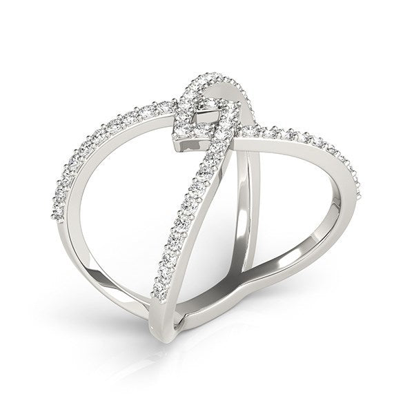 14k White Gold Entwined Design Diamond Engagement Ring