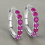 2.80 Carat Genuine Ruby .925 Sterling Silver Hoop Earrings