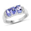 1.63 Carat Genuine Tanzanite & White Diamond Ring in Sterling Silver