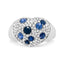 18K White Gold Blue Sapphire & Diamond Heart Ring - Size 7.5