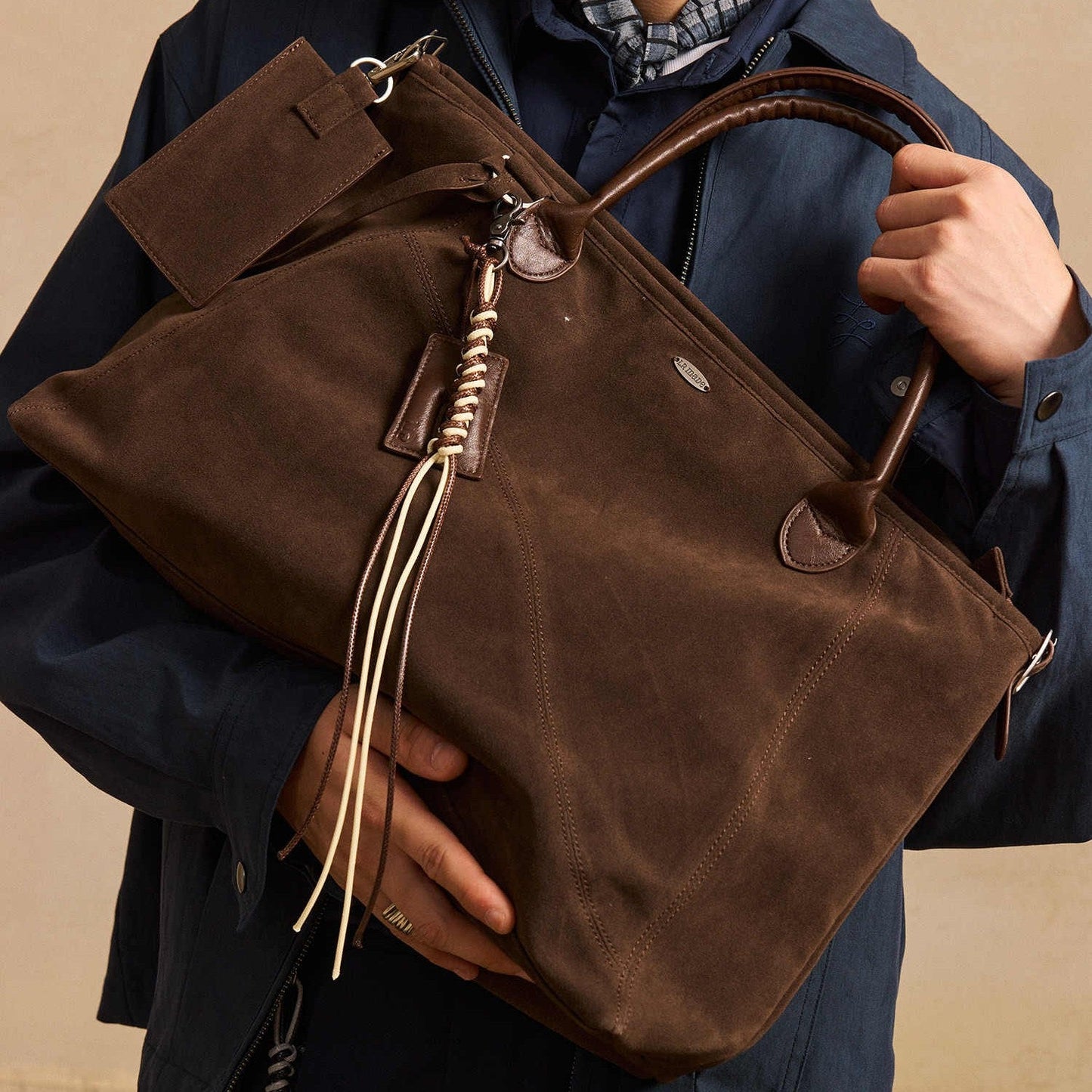 Premium Suede One-Shoulder Travel Tote Bag
