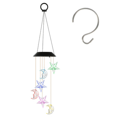 Solar Moon and Star Wind Chime - Color Changing Outdoor Decor