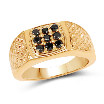 Bague en Argent Sterling avec Diamant Noir Naturel de 0,40 Carat