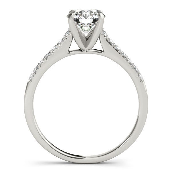 Anillo de Compromiso de Diamantes con Diseño Escallopado en Oro Blanco de 14k