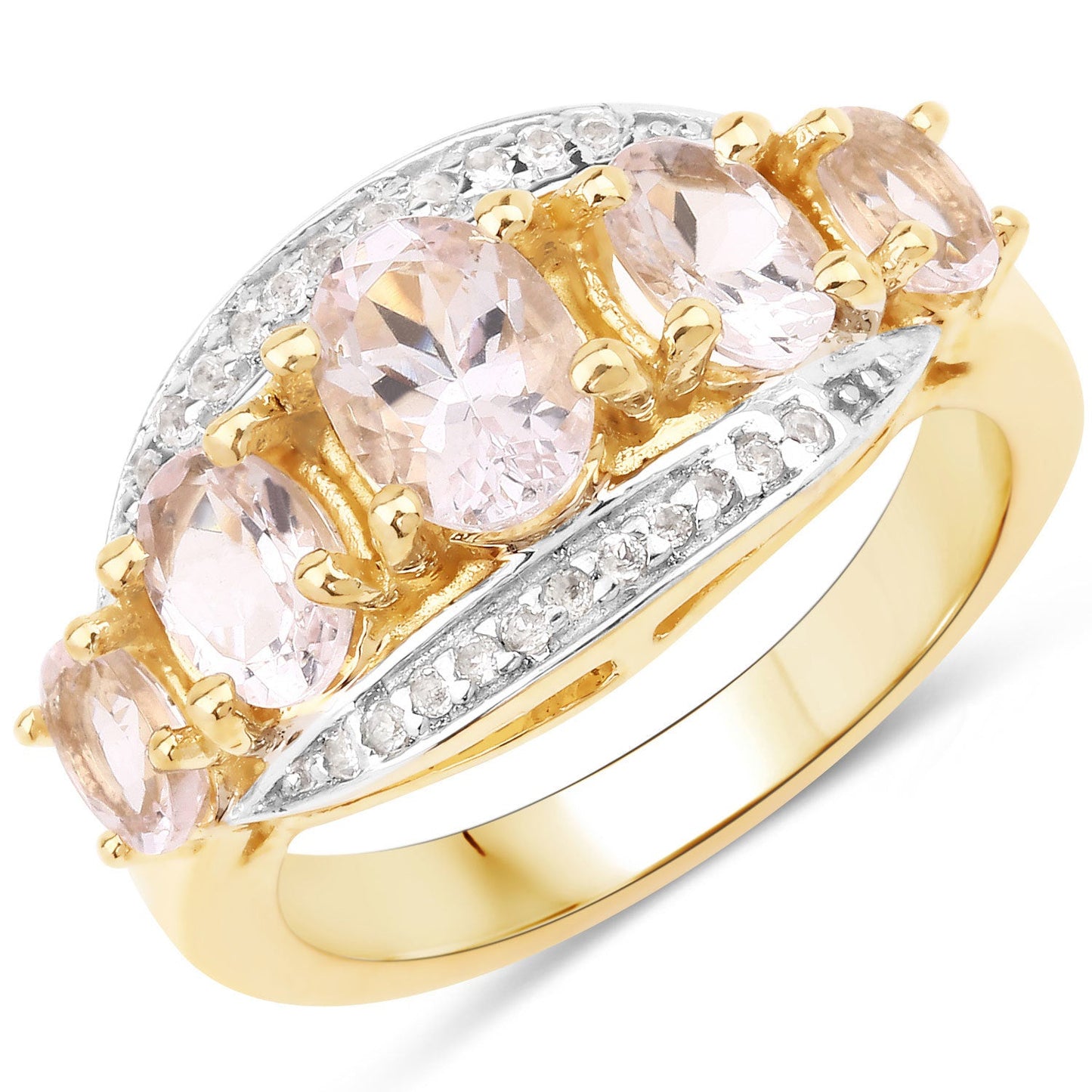 1.97 Carat Genuine Morganite and White Topaz Sterling Silver Ring