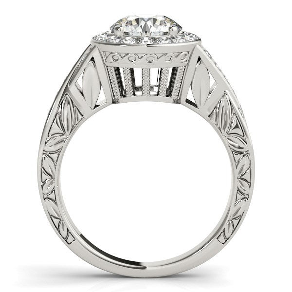 Bague de fiançailles en diamant sertie en halo en or blanc 14 carats