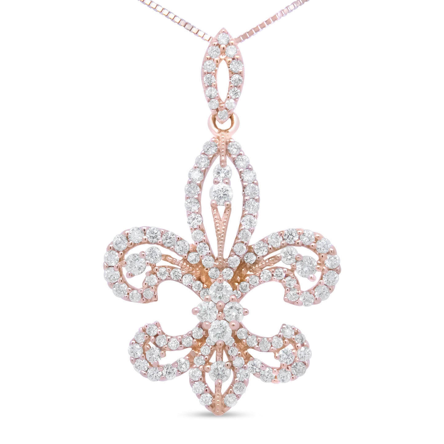 Collar con Colgante de Fleur De Lis de Diamante en Oro Amarillo de 14K