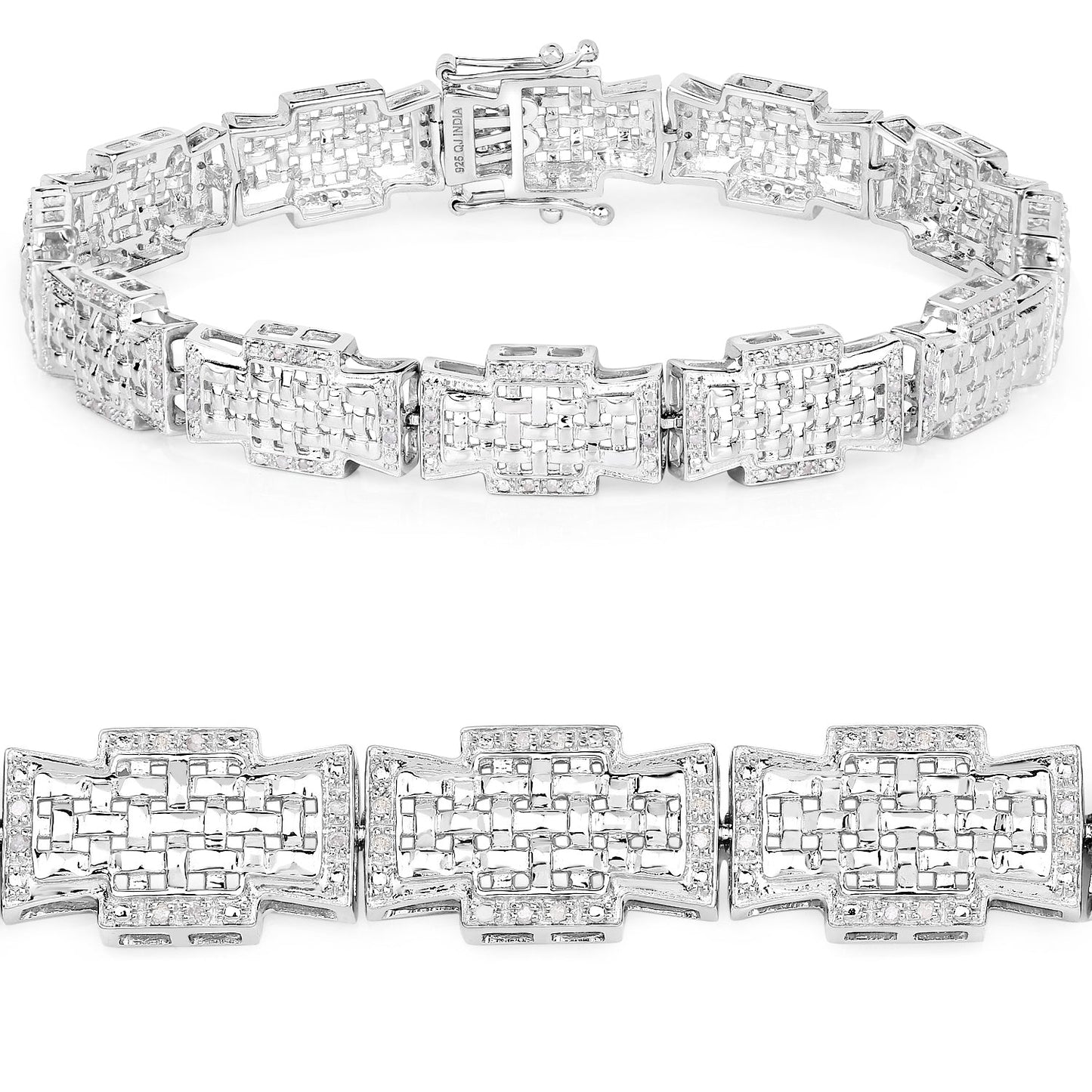 0.48 Carat Genuine White Diamond Sterling Silver Bracelet