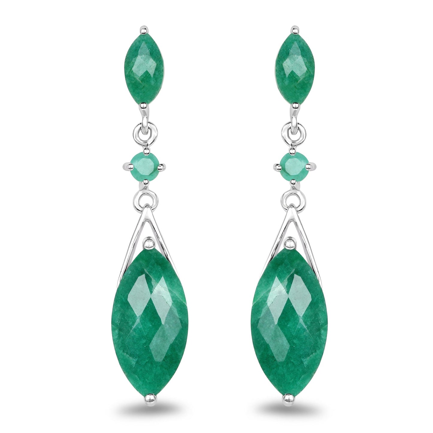Elegant 8.52 Carat Dyed Emerald & Sterling Silver Earrings
