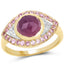 Anillo de Zafiro Rosa y Topacio Blanco Bañado en Oro Amarillo de 14K