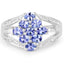 Bague en argent sterling avec tanzanite et topaze blanche de 1,59 carat