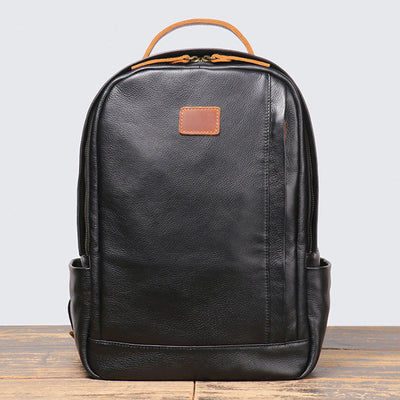 Men's Genuine Leather Top Grain Cowhide Travel Backpack